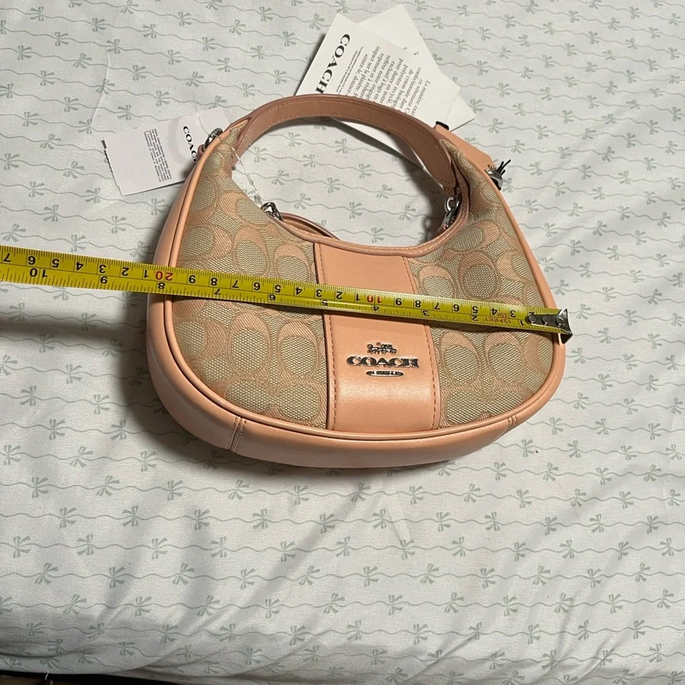 New Coach Pebbled Signature Hobo Bag in Peach